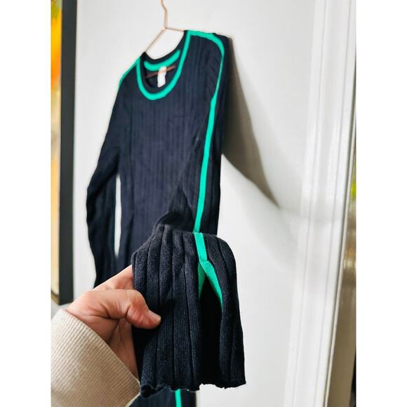 DAILY PRACTICE ANTHROPOLOGY Long-Sleeve Black Green Sporty Sweater Dress NWT XL - Picture 5 of 11